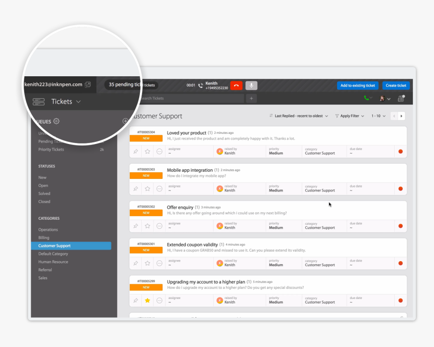 Automatically Pull Up All Past Tickets With Ringcentral, HD Png Download, Free Download