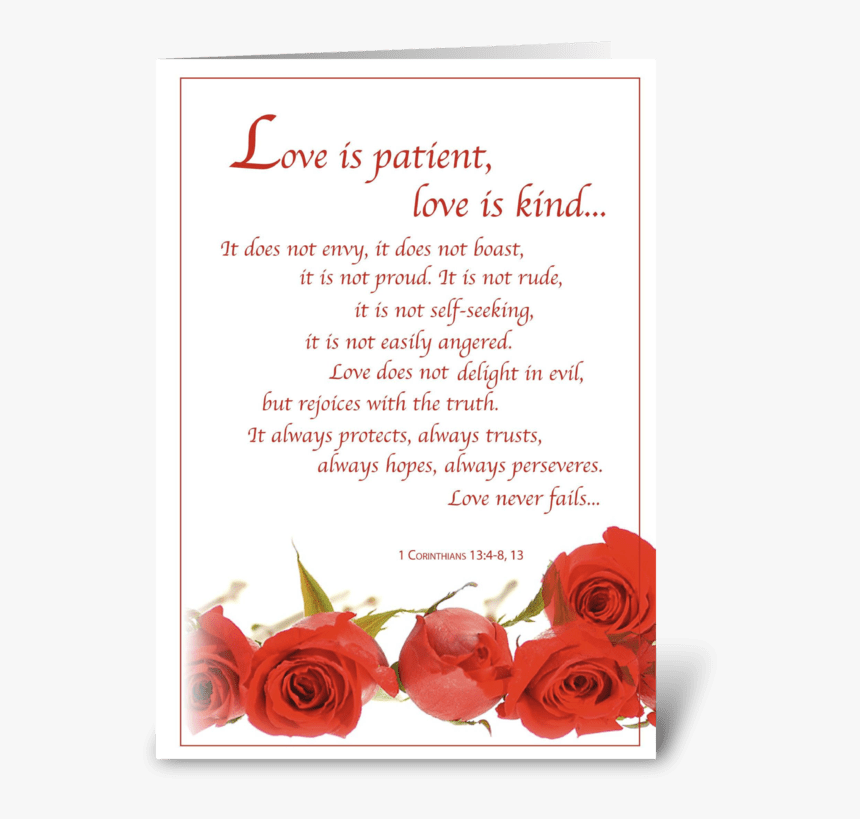 Wedding, Love Is Patient, Red Rose Greeting Card, HD Png Download, Free Download