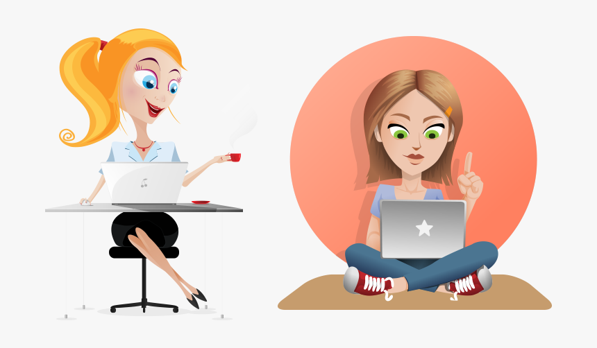 Laptop Girl Clip Art, HD Png Download, Free Download