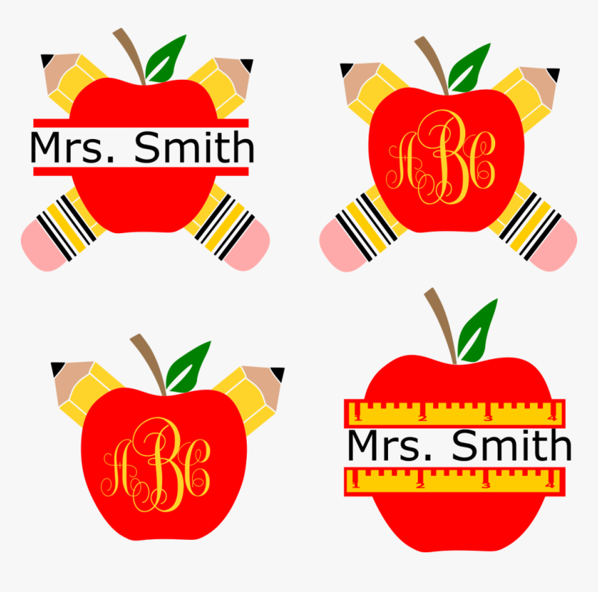 Pencil Apple Monogram Frames, HD Png Download, Free Download