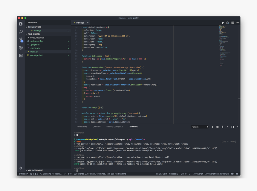 2018 03 27 19 30 41 Index Js Pino Pretty, HD Png Download, Free Download