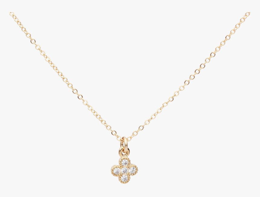 Cz Tiny Clover Necklace Jesus Piece, Clover Necklace,, HD Png Download, Free Download