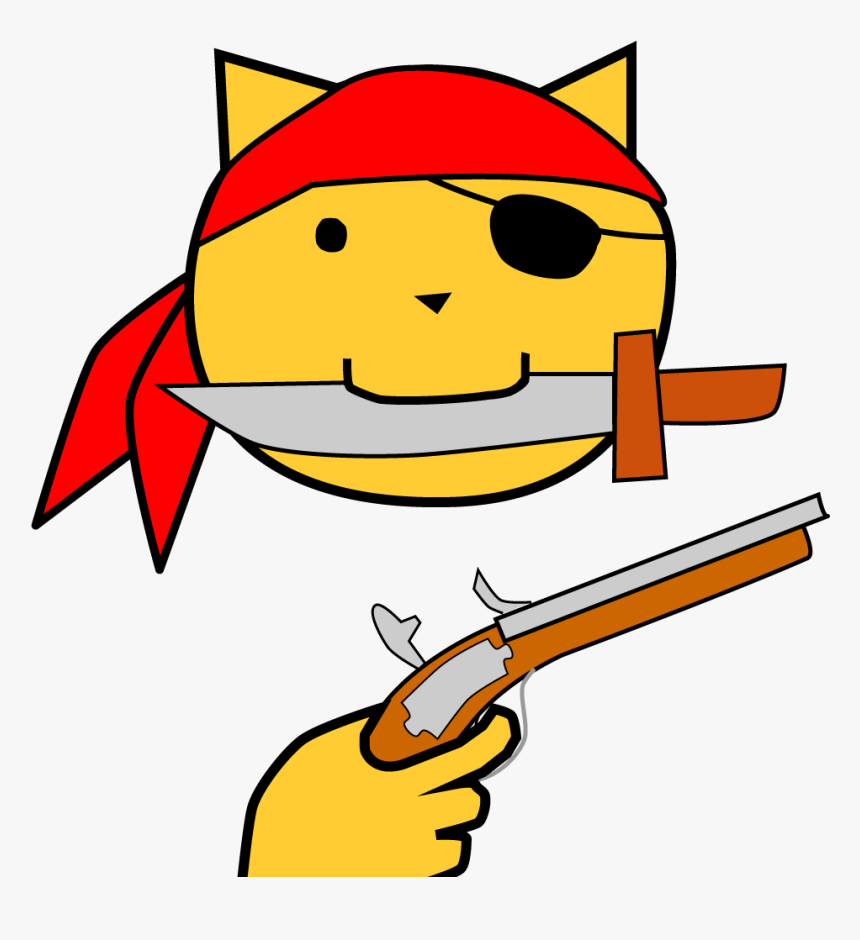 The Face Of An Orange Cartoon Cat Wearing A Bandana - Cartoon Cat With Knife, HD Png Download, Free Download