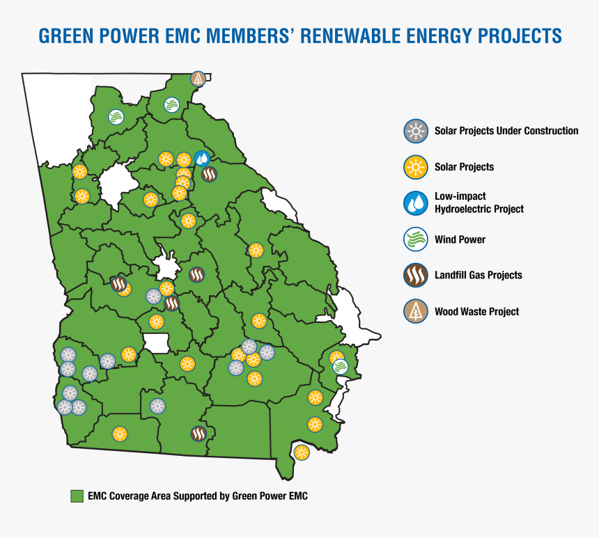 Green Power Emc Members - Map, HD Png Download, Free Download