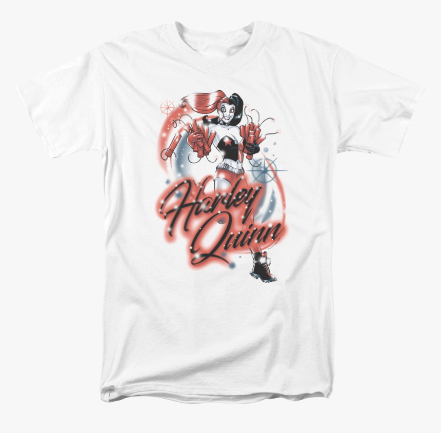 Airbrush Harley Quinn Dc Comics T-shirt - Black Harley Quinn Tshirt, HD Png Download, Free Download