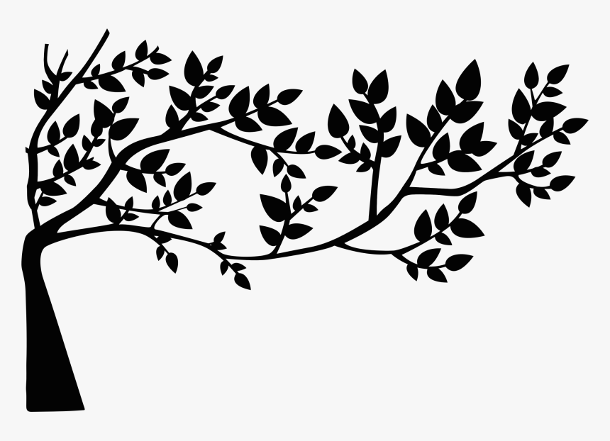 Tree With Leaves Vector Freeuse Stock Black And White - Tree Silhouette With Leaves, HD Png Download, Free Download