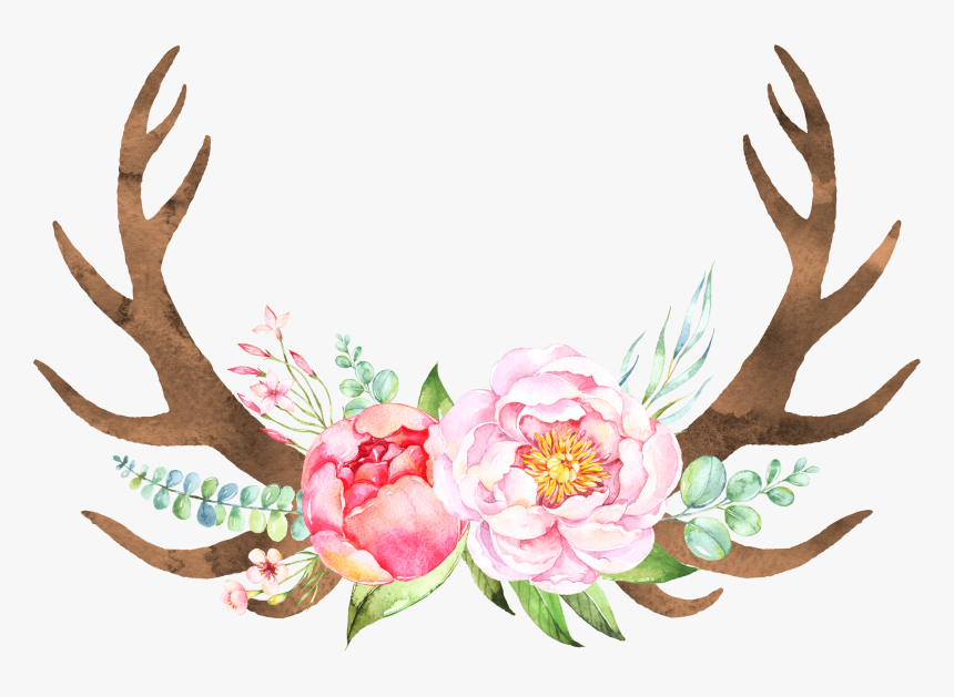 Deer Horns Png , Png Download - Antlers With Flowers Png, Transparent Png, Free Download