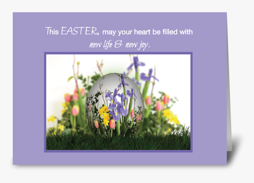 Easter Blessings Egg In Flowers Greeting Card, HD Png Download, Free Download