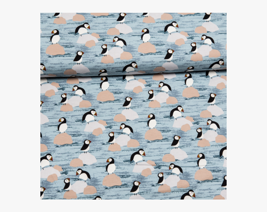 Cotton Jersey Printed Penguins Lines Light Blue, HD Png Download, Free Download