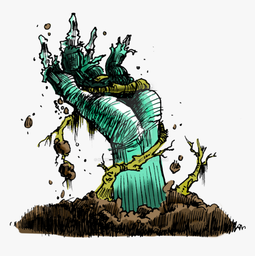 Illustration,fictional Art,art - Zombie Hand Coming Out Grave Png, Transparent Png, Free Download