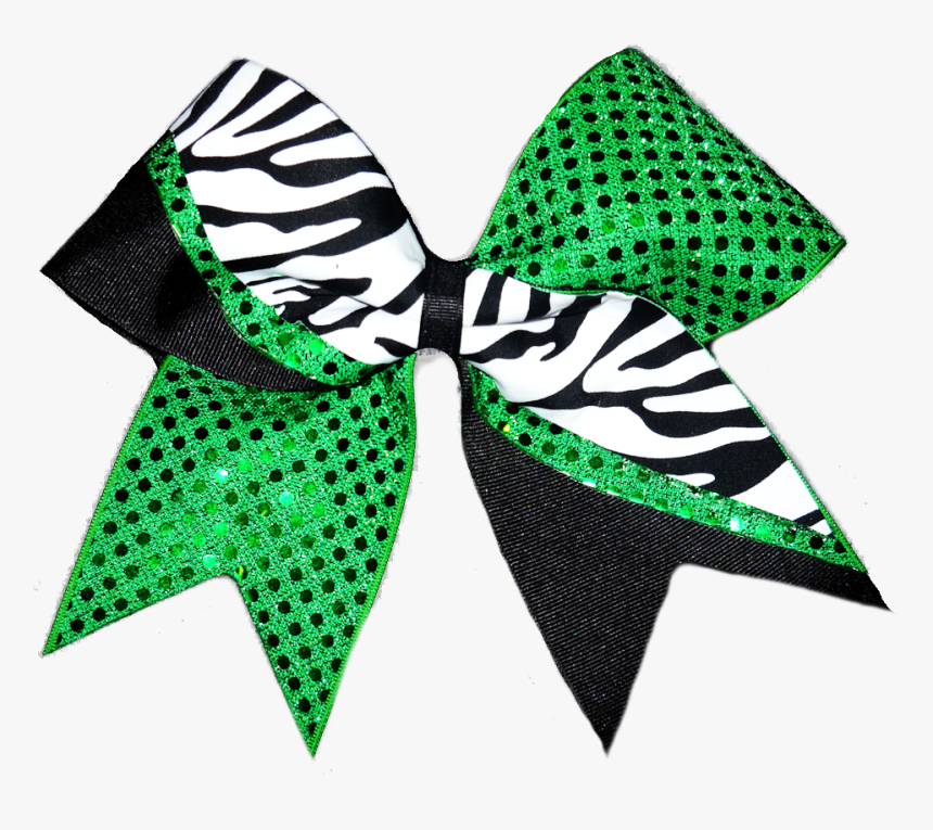 Clipart Bow Cheerleading - Green And Zebra Cheer Bows, HD Png Download, Free Download