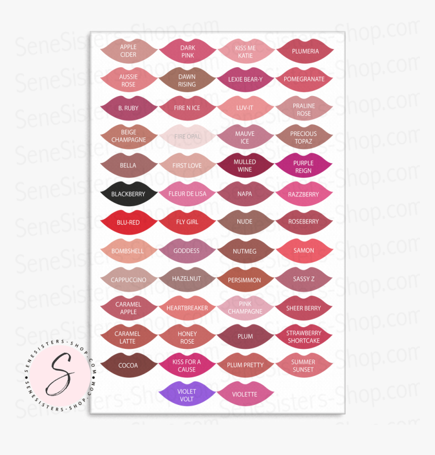 Lipsense 50 Lip Color Lipstick Kisses Professional - Lip Color Chart, HD Png Download, Free Download