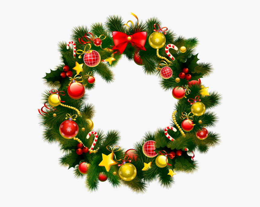 Wreath Christmas Garland Clip Art - Clipart Christmas Wreath Transparent Background, HD Png Download, Free Download