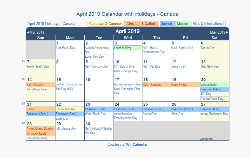 April 2019 Holidays Calendar Canada - October Canada Holiday 2019, HD Png Download, Free Download