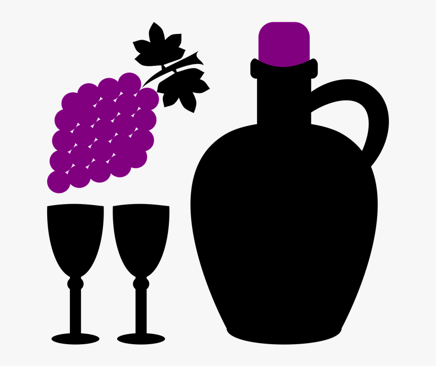 Jug, Decanter, Wine, Grape, Grapes, Tros, Wine Glass - Jug Wine Clipart, HD Png Download, Free Download