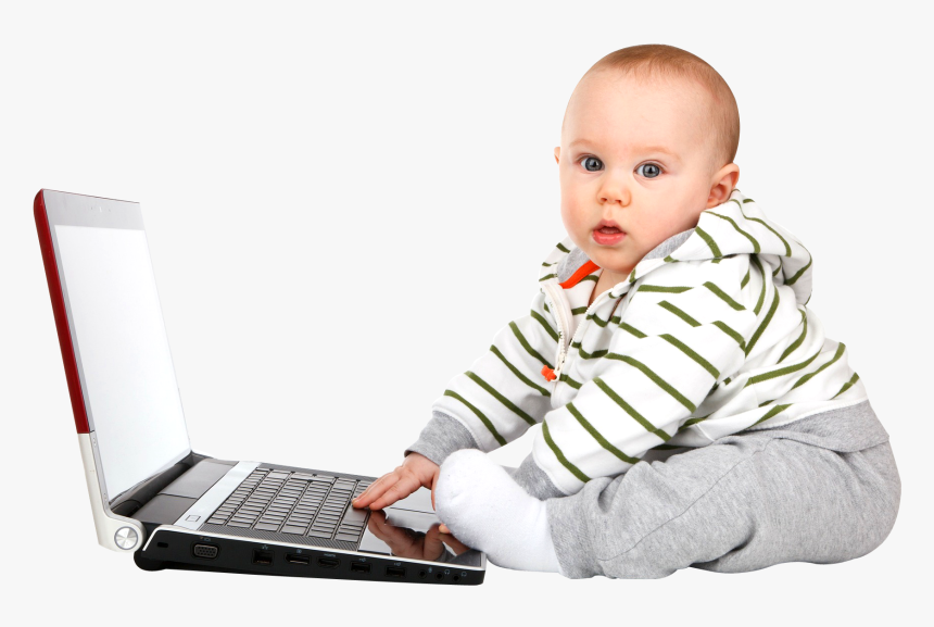 Baby Using Laptop Png, Transparent Png, Free Download