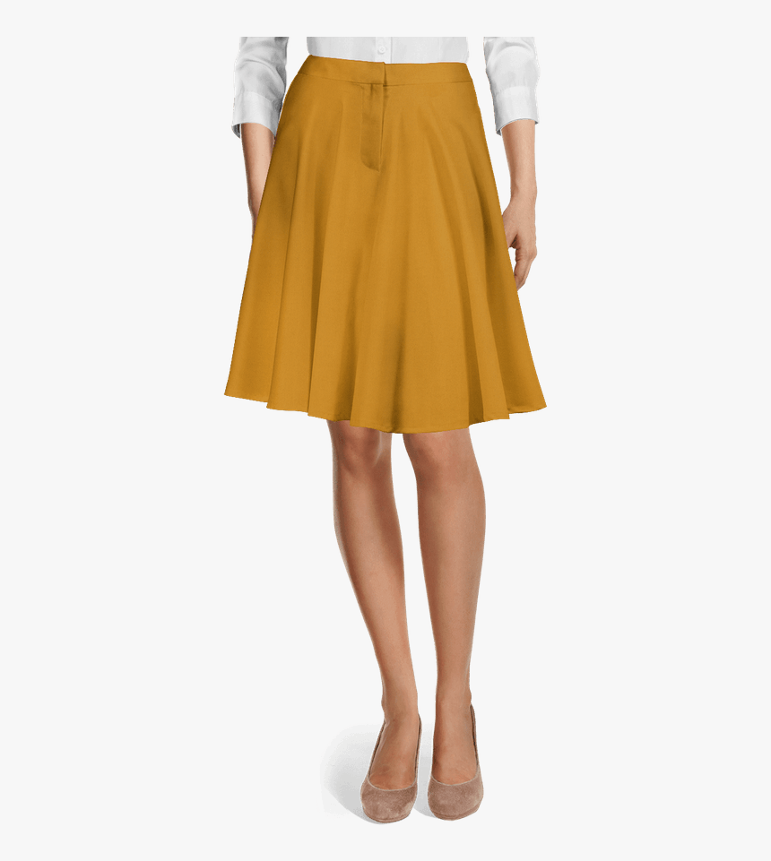 Mustard High Waisted Flared Skirt-view Front - Skirt, HD Png Download ...