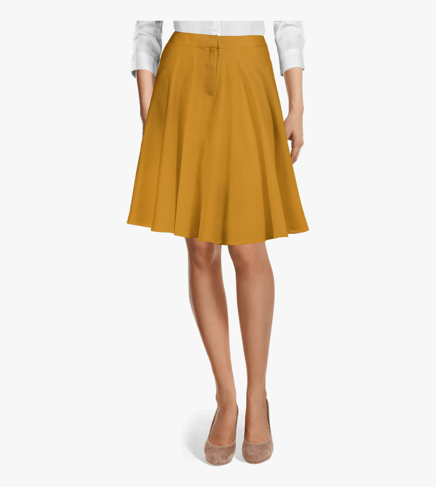 Mustard High Waisted Flared Skirt-view Front - Skirt, HD Png Download, Free Download