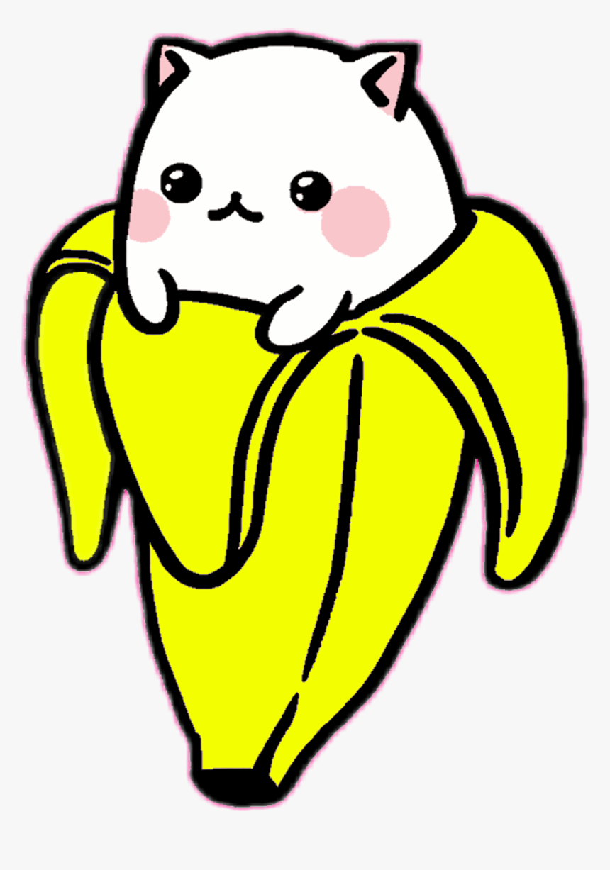 #cat #kawaii #sweet #cute #banana #ftekawaii - Kawaii Kitty, HD Png Download, Free Download