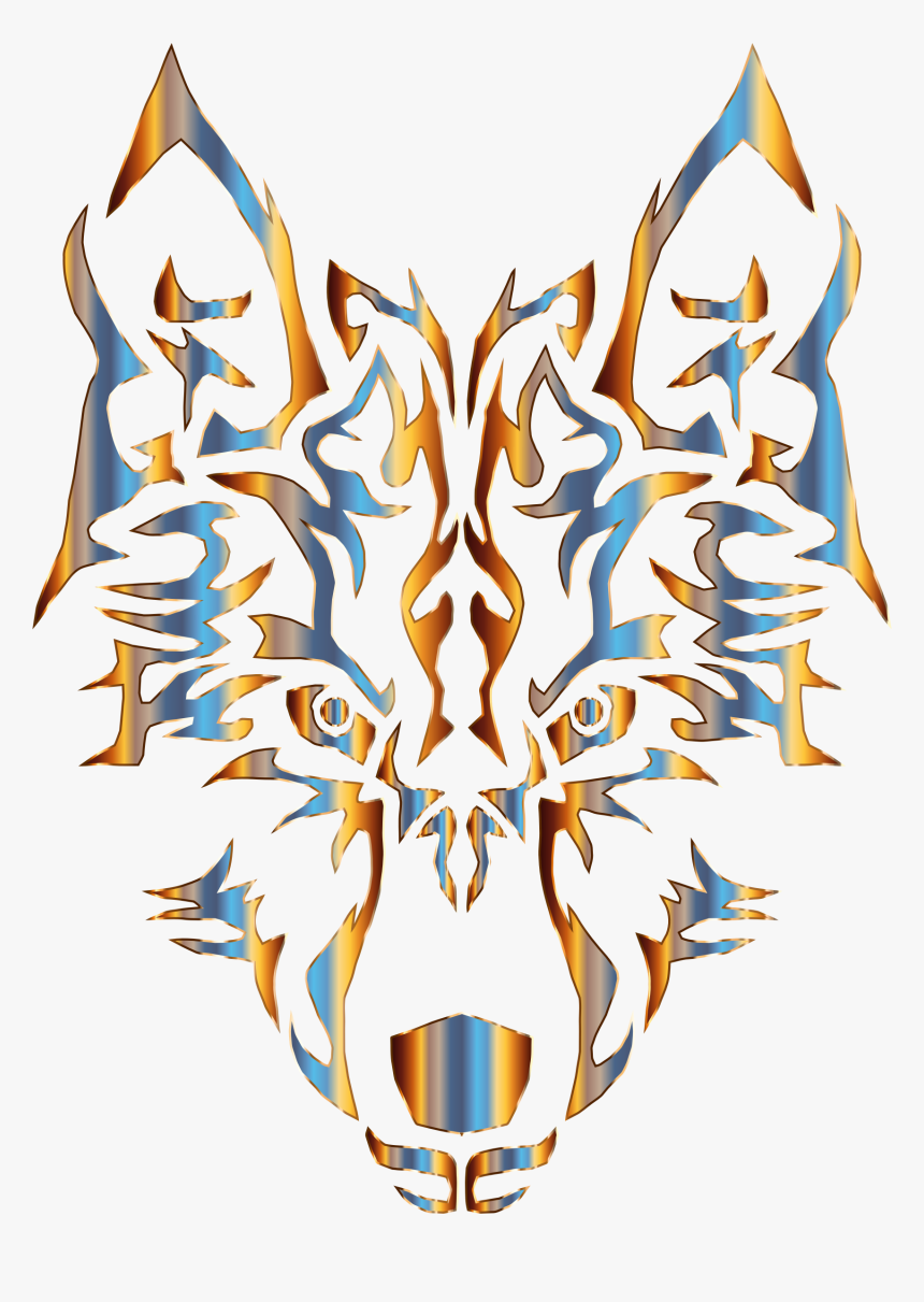 Chromatic Symmetric Tribal Wolf 2 No Background Clip - Wolf Logo No Background, HD Png Download, Free Download