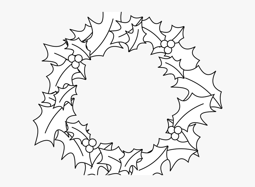 Black And White Christmas Wreath Clipart - Christmas Wreath Clip Art, HD Png Download, Free Download