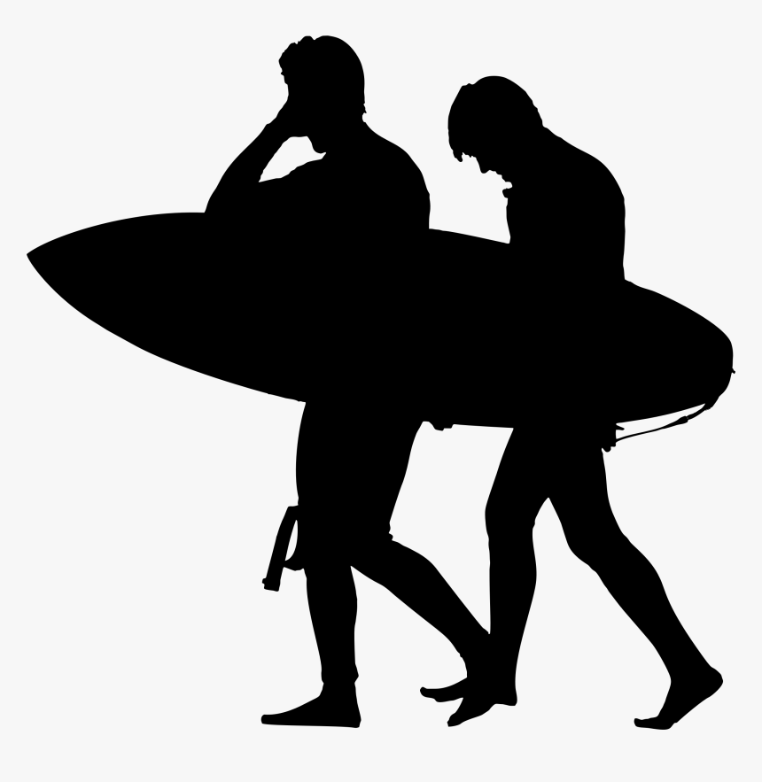 Surfer Silhouette Clip Art - Hands On Hips Silhouette, HD Png Download, Free Download