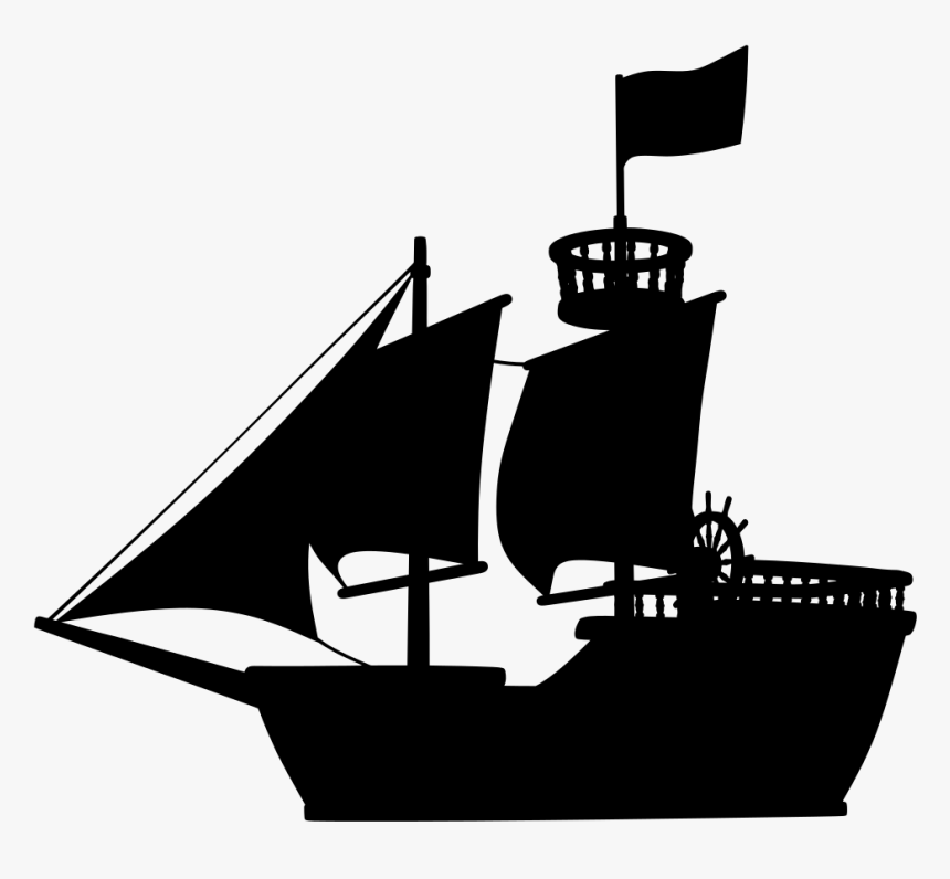 Medieval Ship Silhouette - Pirate Ship Silhouette Png, Transparent Png, Free Download