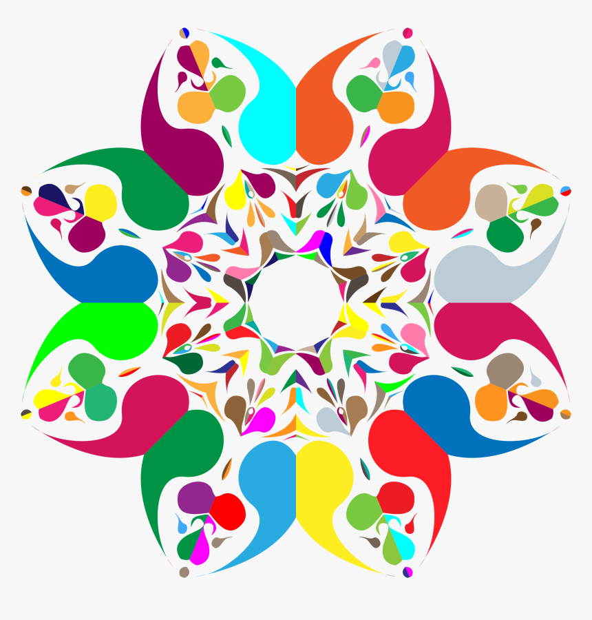 Flower,symmetry,area - Floral Png Design Colorful, Transparent Png, Free Download