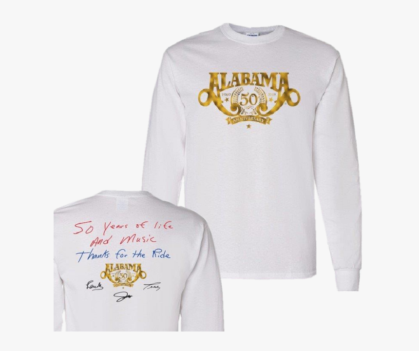 Alabama 50th Anniversary Long Sleeve White Tee - Long-sleeved T-shirt, HD Png Download, Free Download