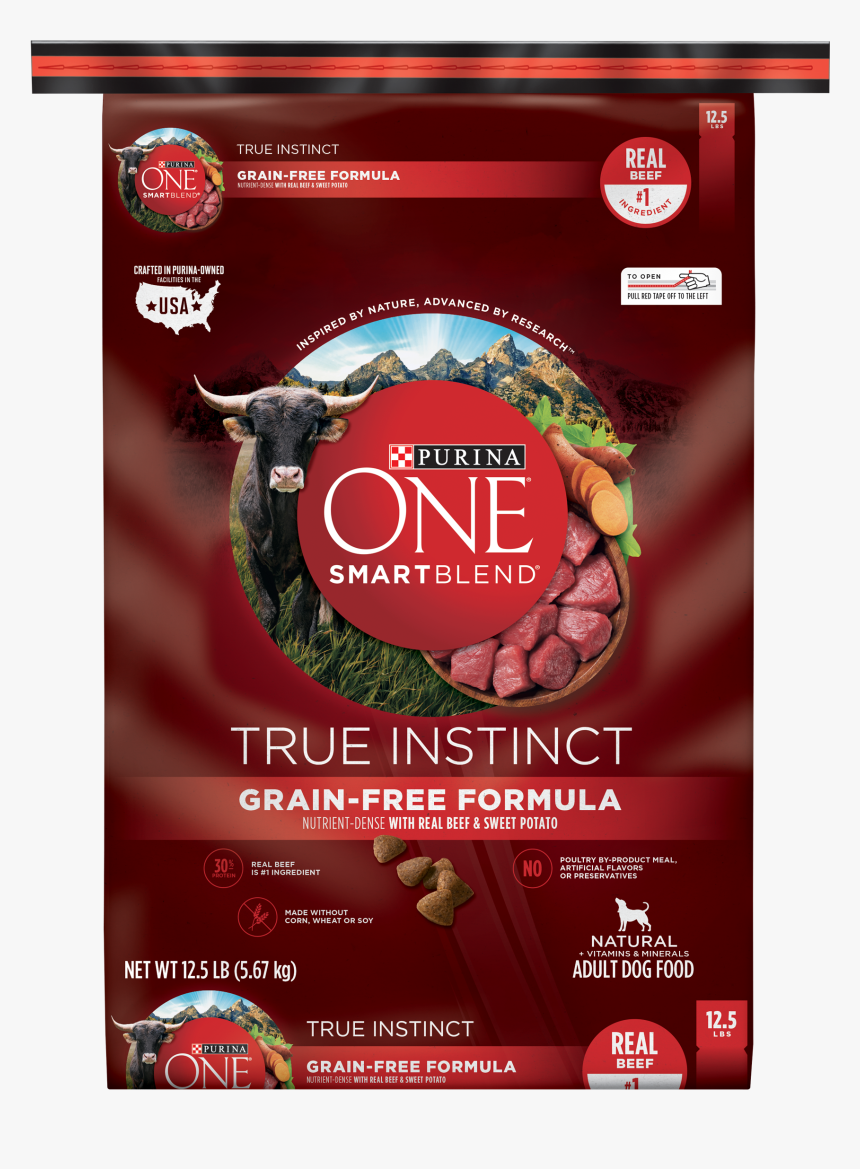 Purina One Grain Free Natural Dry Dog Food, Smartblend - Purina One Smartblend True Instinct With Real Beef, HD Png Download, Free Download