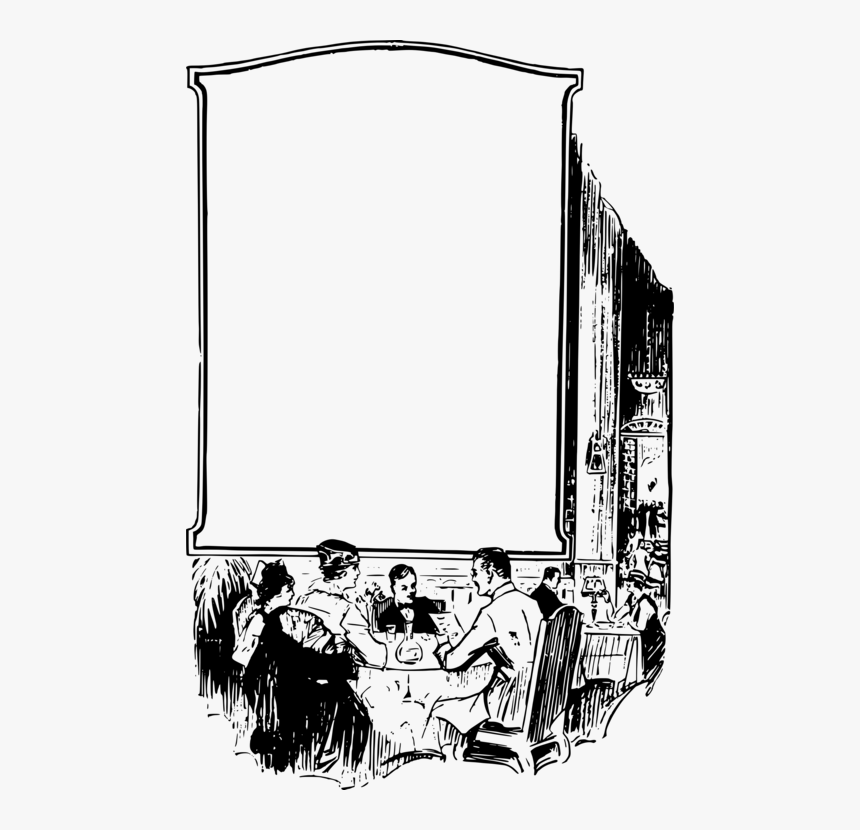 Picture Frame,human Behavior,art - Restaurant Cartoon Png Black And White, Transparent Png, Free Download