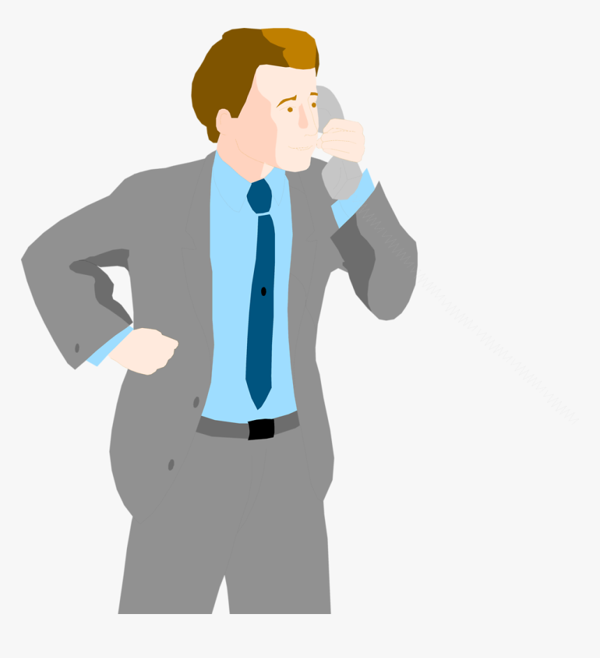 Man On Telephone Png - Illustration Of A Business Man, Transparent Png, Free Download