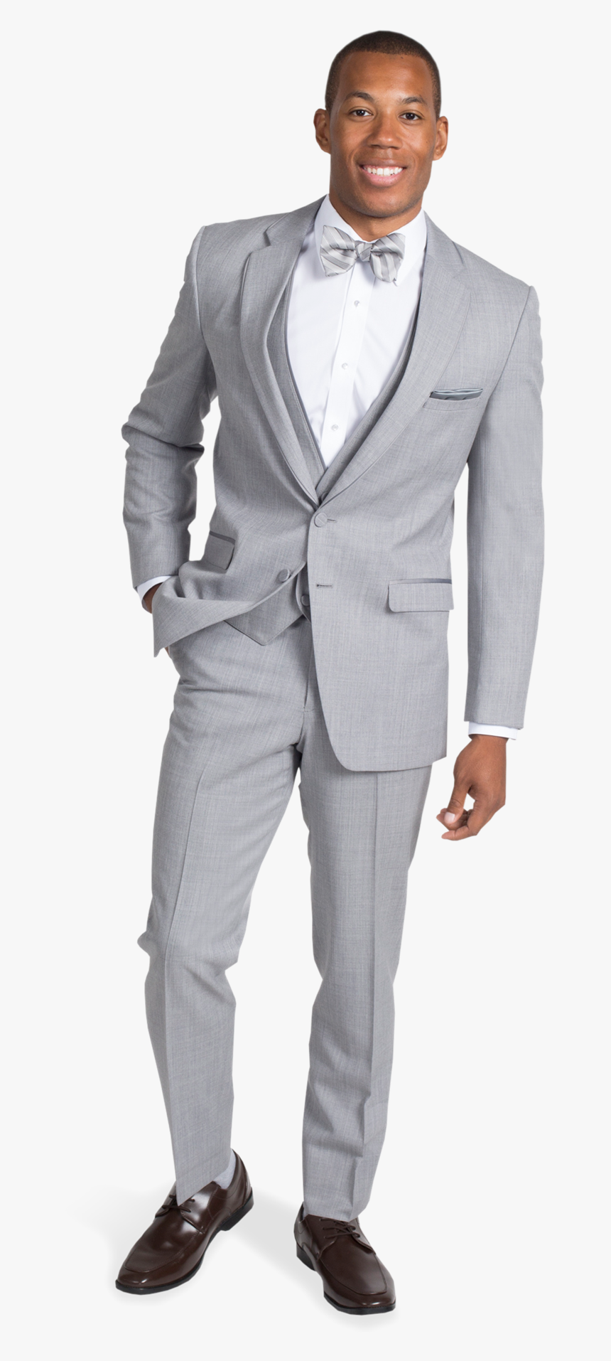 Heather Grey Notch Lapel Suit - Man In Grey Suit, HD Png Download - kindpng