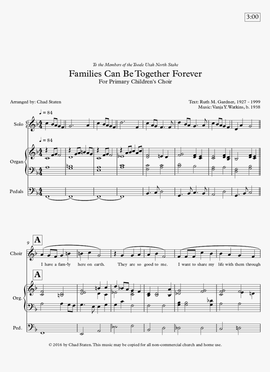 Sheet Music Picture - Families Can Be Together Forever Mormon, HD Png Download, Free Download