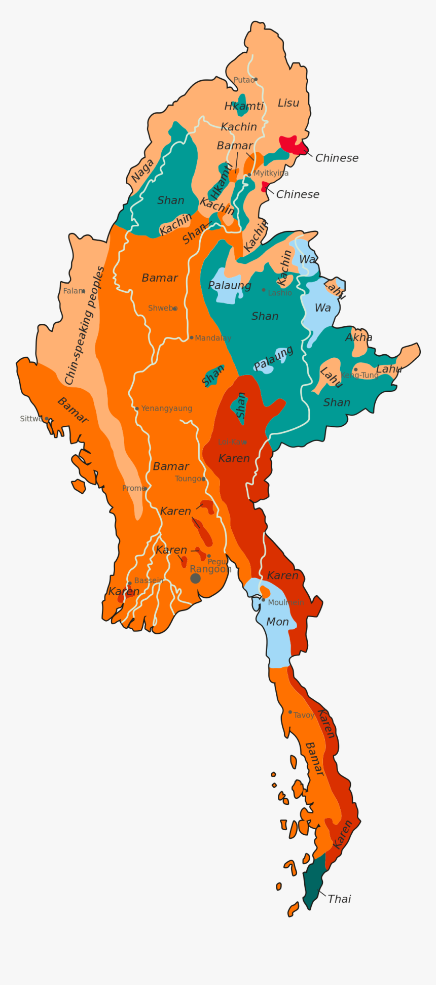 Burma Ethnic Groups Map, HD Png Download, Free Download