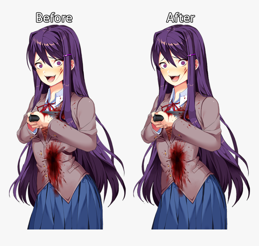 Doki Doki Literature Club Yuri Stab, HD Png Download - kindpng