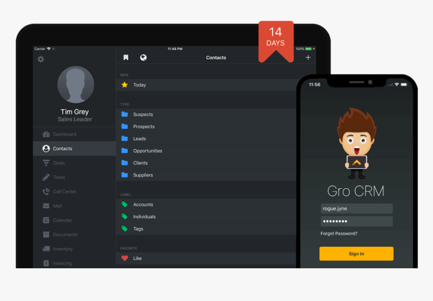 Gro Crm Free Trial, HD Png Download, Free Download