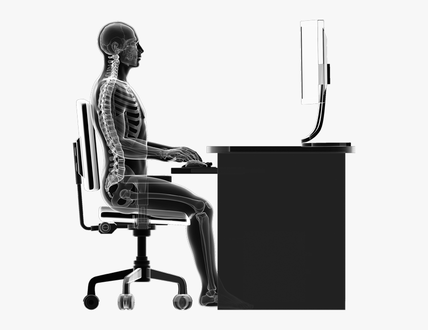 Drawing With An Xray Effect Of A Person Sitting At Ergonomische