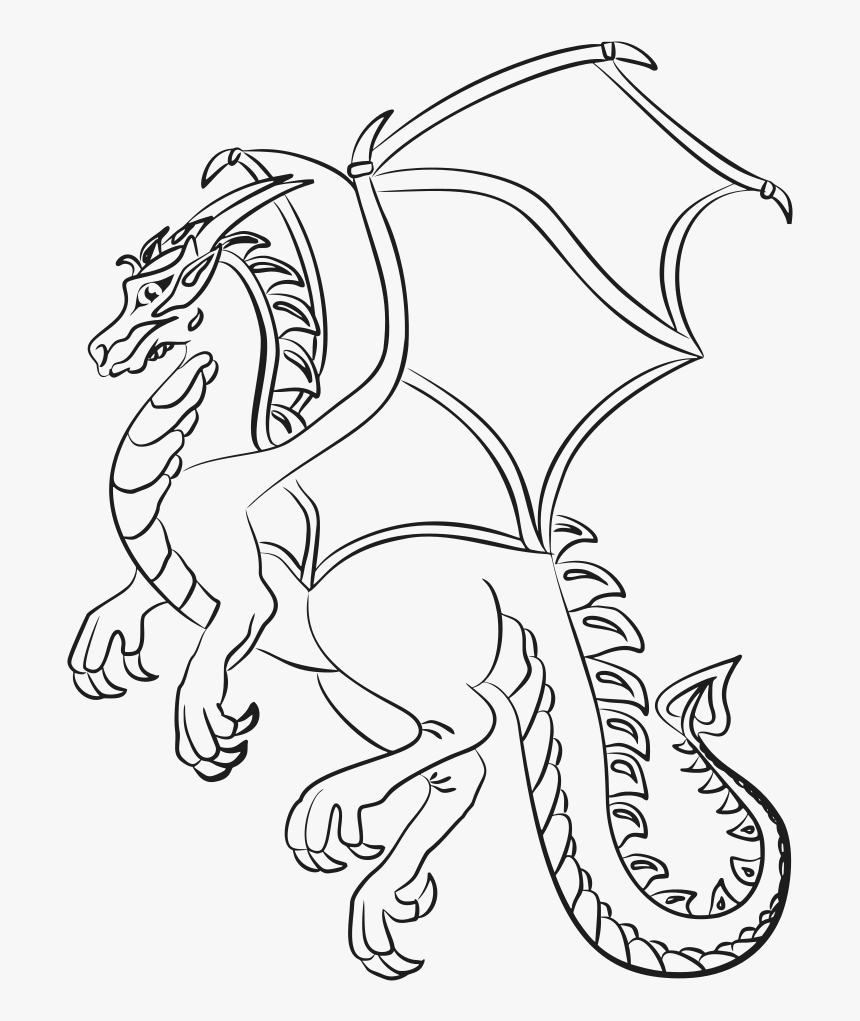 Cartoon Dragon Line Art  Dragon  Cartoon Drawing Png 