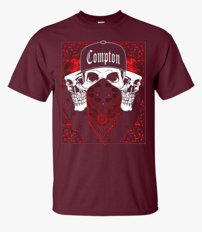 Mens Calidesign Compton Red Bandana Skull Gangster - Go Get It Out Of The Ocean Shirt, HD Png Download, Free Download