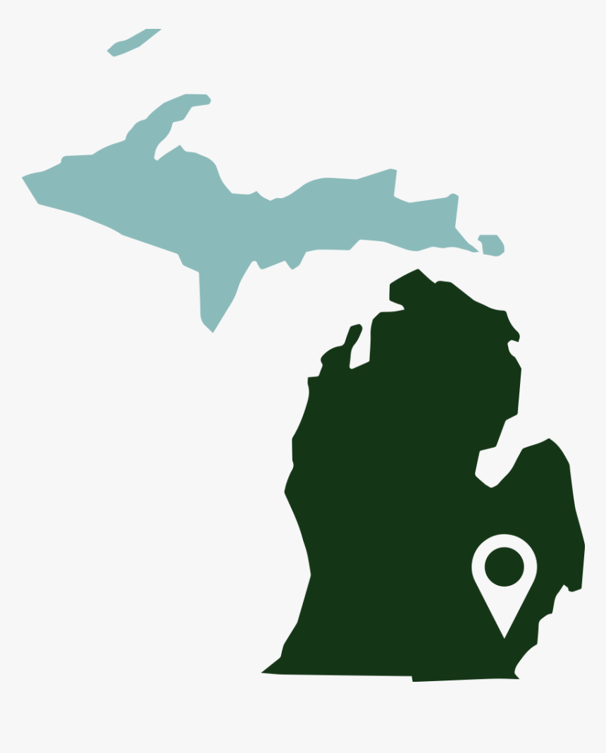 Green Us Map Silhouette Png - Michigan Map, Transparent Png, Free Download