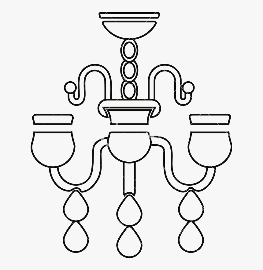 Isolated Line Art Icon Of Chandelier Lamp - Cartoon, HD Png Download, Free Download