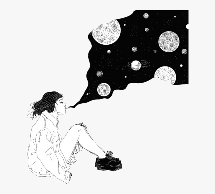 Black And White Aesthetics - Losing My Mind Drawing, HD Png Download, Free Download