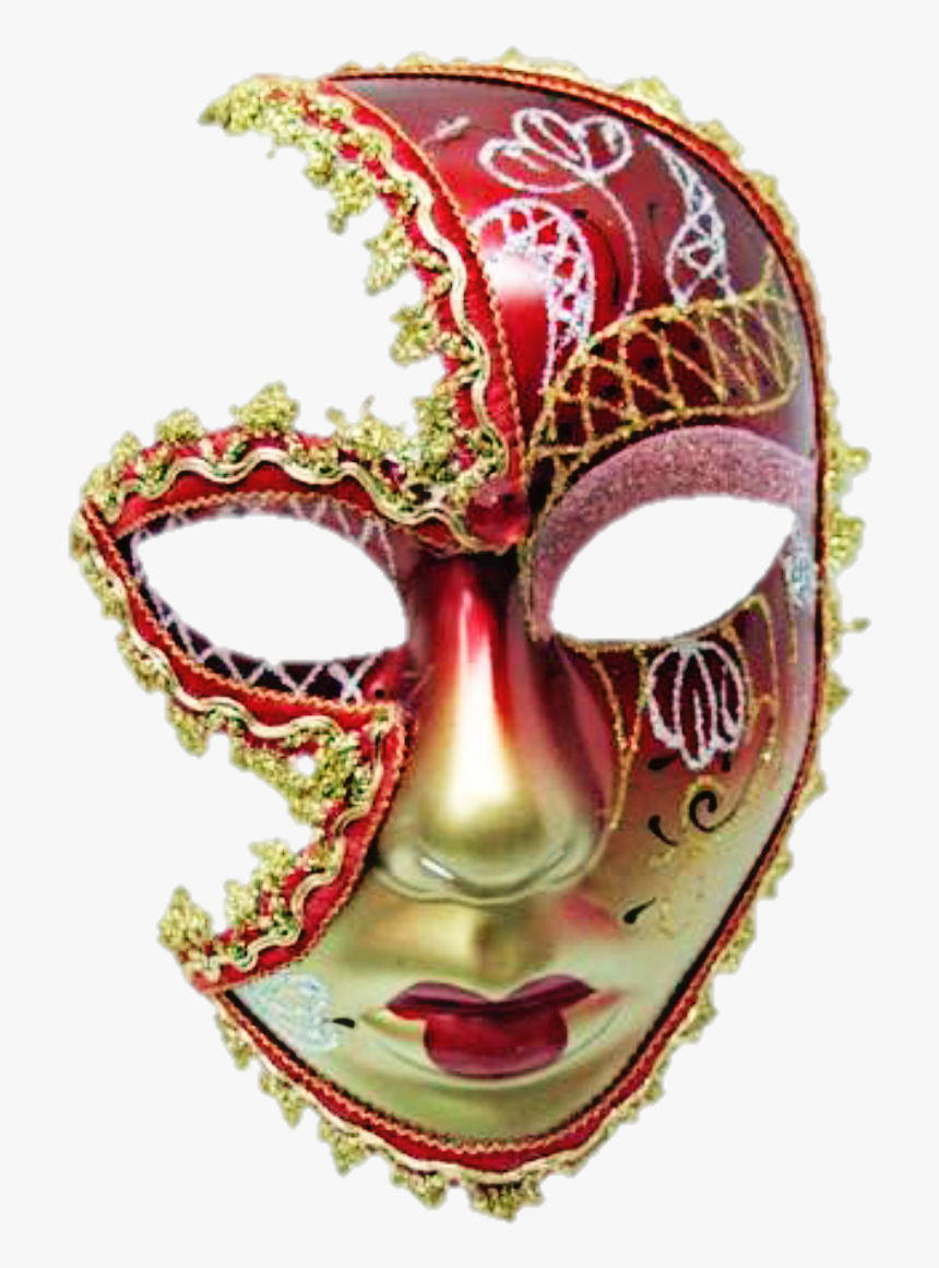 #gold #mardigras #carnival #mask #feathers #red - Mask, HD Png Download ...