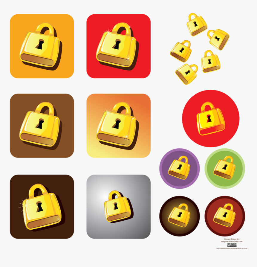 This Templates Is Golden Vector About Lock, Padlock, - Lock Vector Free, HD Png Download, Free Download