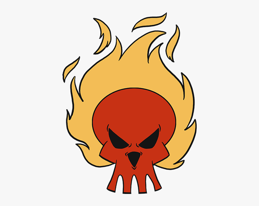 How To Draw Flaming Skull - Halloween Pictures Easy Drawings Scary, HD Png Download, Free Download