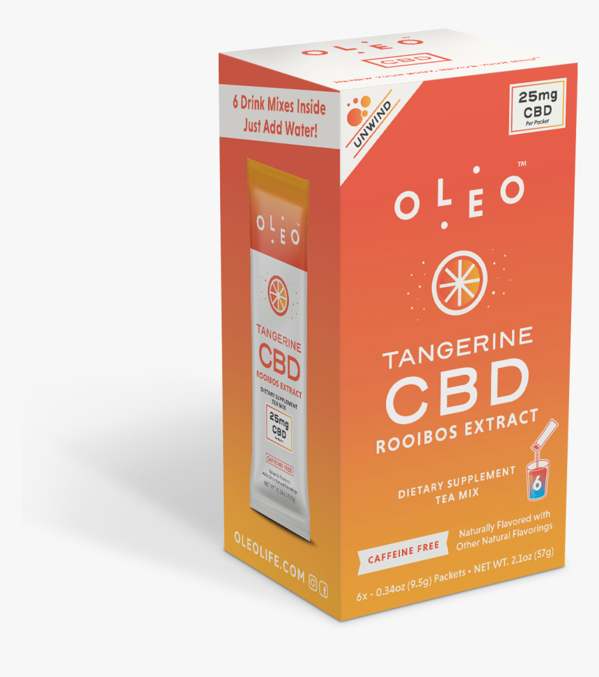 Oleo Tangerine Cbd Rooibos Tea Mix 6ct Box - Drink Supplement Packets, HD Png Download, Free Download