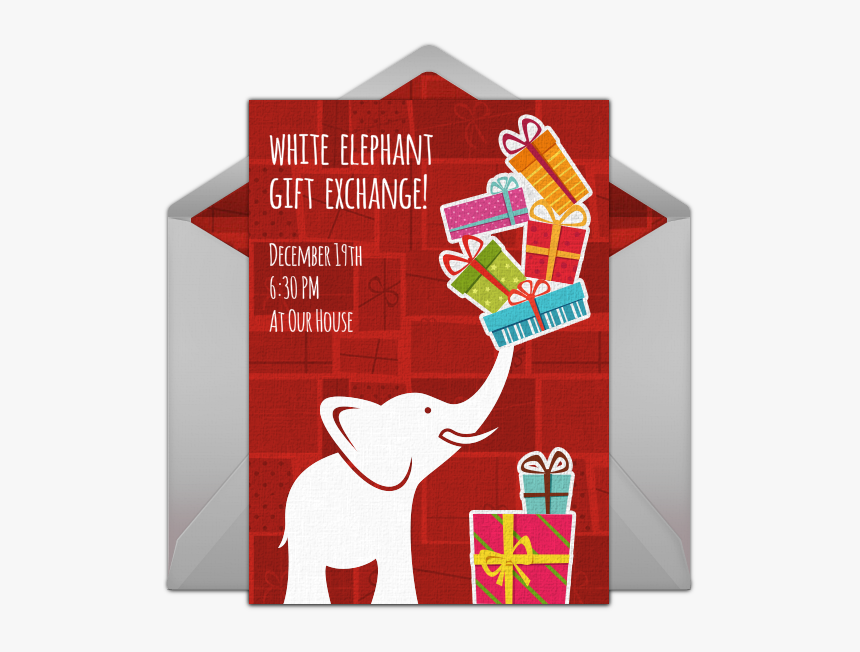 White Elephant Gift Exchange Invitation, HD Png Download, Free Download