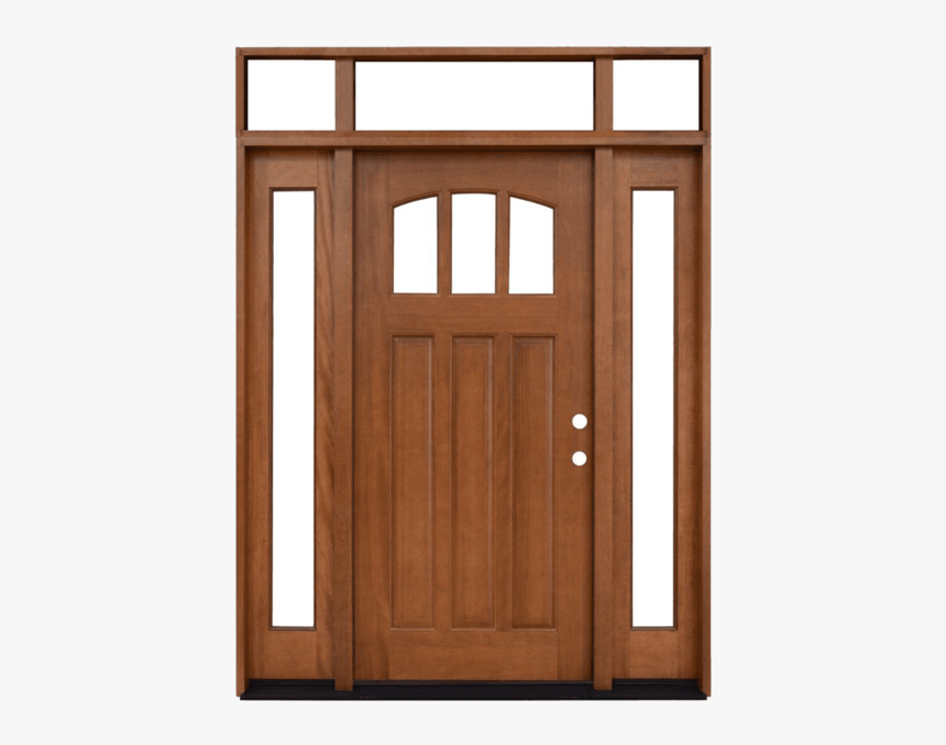 Craftsman 3 Lite Arch Stained Mahogany Wood Prehung - Wood Front Door Png, Transparent Png, Free Download