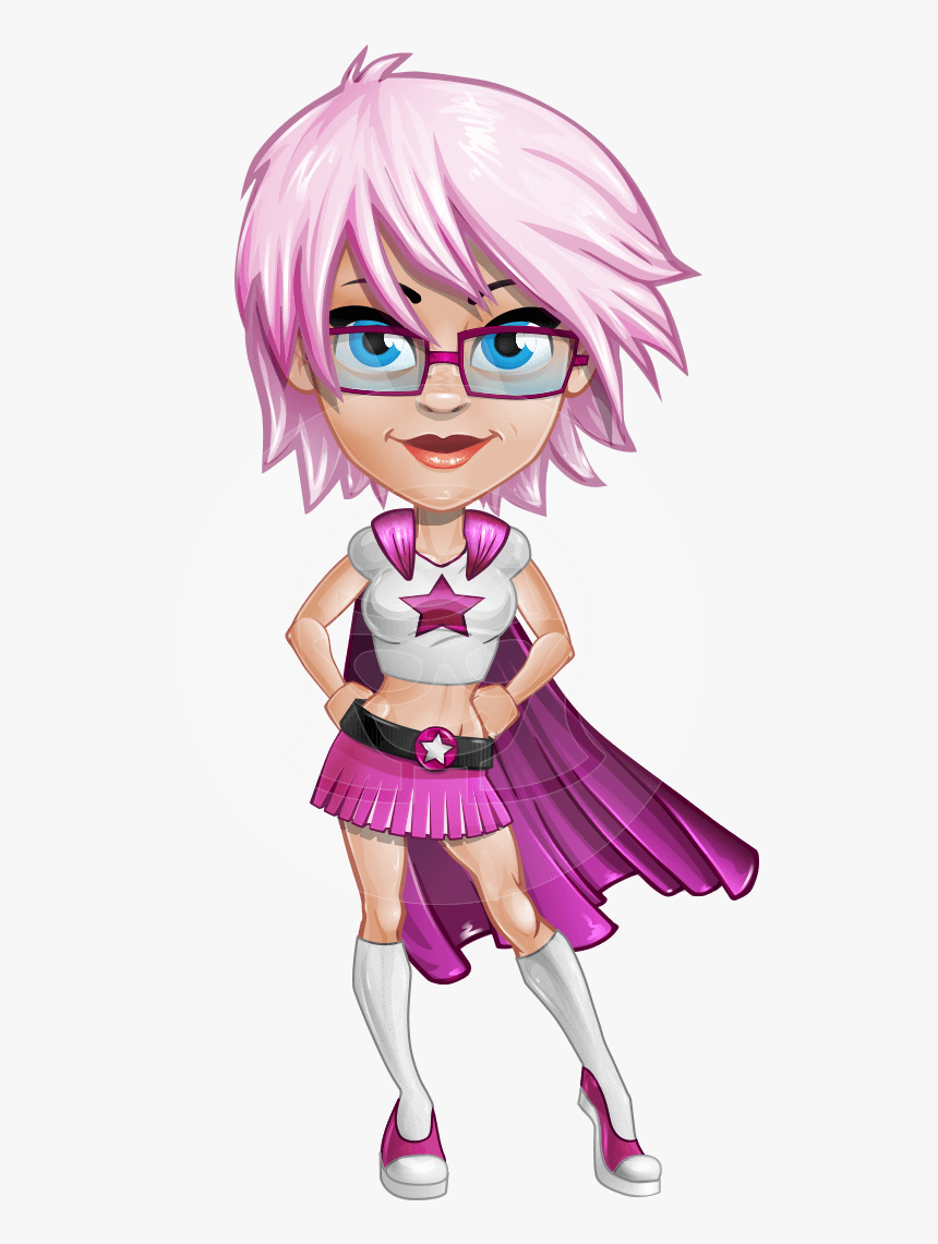 Cute School Superhero Girl Cartoon Vector Character - Cartoon, HD Png Download, Free Download